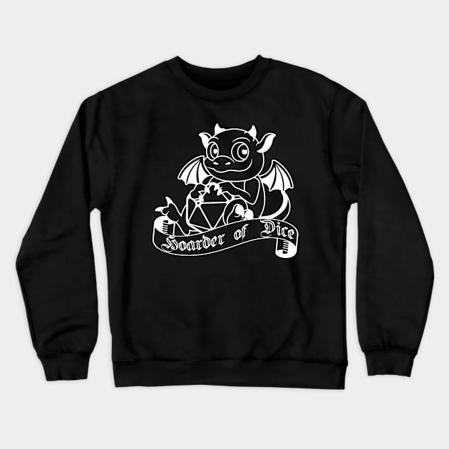 Hoarder of Dice Dragon Print Crewneck Sweatshirt by DungeonDesigns